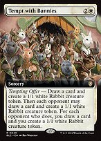 Glossy Finish Bloomburrow Commander Tempt with Bunnies ( #49 )