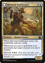Glossy Finish Innistrad: Midnight Hunt Devoted Grafkeeper // Departed Soulkeeper ( #218 )