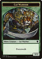 Matte Finish Commander 2017 Tokens Cat Warrior ( #8 )