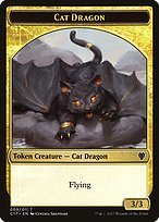 Matte Finish Commander 2017 Tokens Cat Dragon ( #9 )