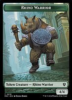 Glossy Finish Murders at Karlov Manor Commander Tokens Rhino Warrior ( #18 )